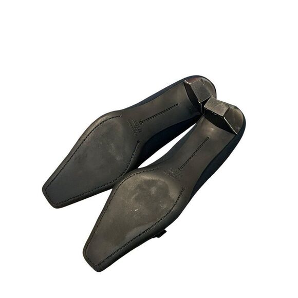 AK ANNE KLEIN iflex 9 M Black Fabric Heels Pumps Buckle Slip On Square Toe - Picture 9 of 9